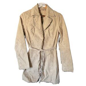 H&G Outerwear women's genuine tan suede jacket, Snap closure; Size S